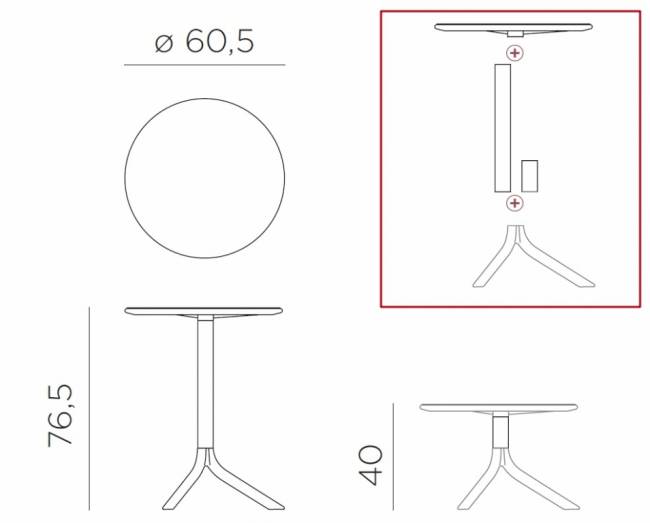Стол пластиковый обеденный Spritz + Spritz Mini агава Ø605х400-765 мм Стол пластиковый обеденный Spritz + Spritz Mini агава Ø605х400-765 мм