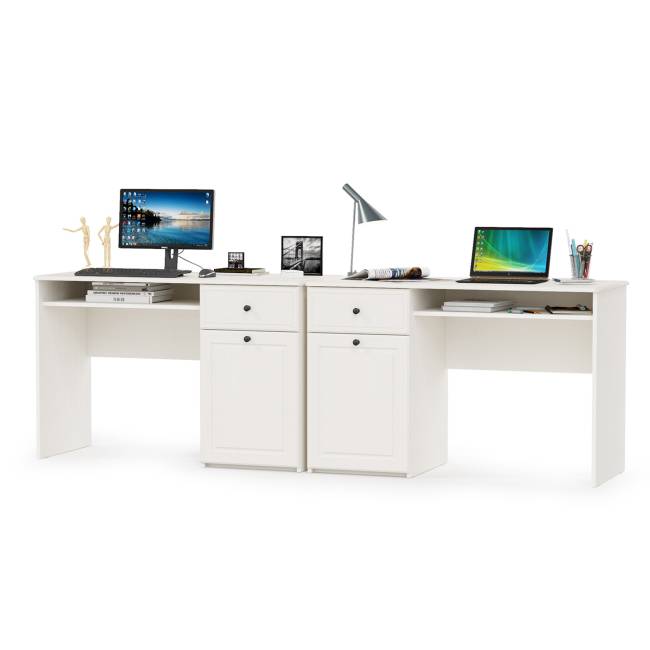 Два письменных стола Роуз цвет белый с тиснением поры дерева/ясень ваниль