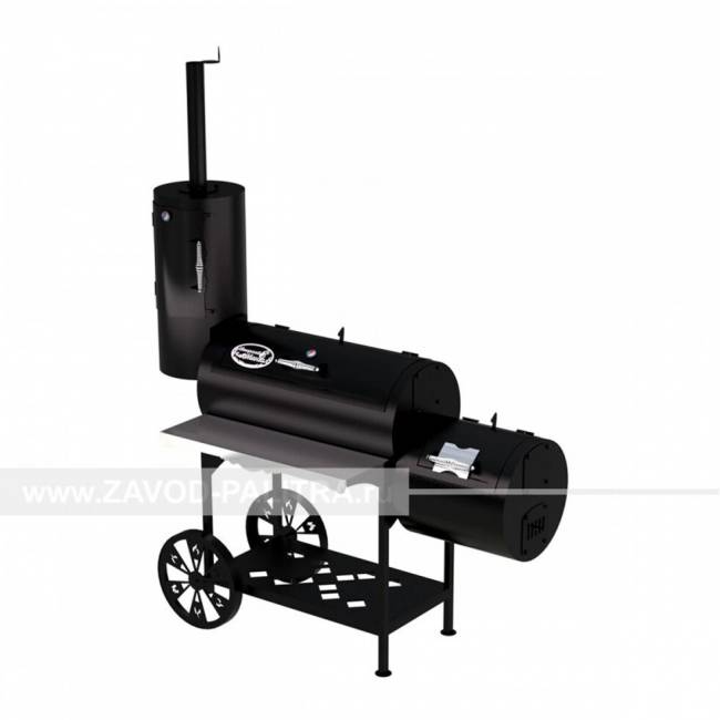 Гриль-Смокер XXL, из стали толщиной 3 мм, с топкой справа, в термостойкой покраске