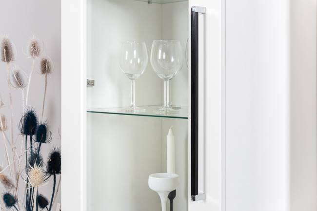 Большая стенка в гостиную Валенсия № 108 цвет белый шагрень