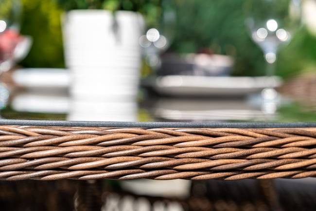 "Эспрессо" плетеный круглый стол, диаметр 150 см, цвет коричневый "Эспрессо" плетеный круглый стол, диаметр 150 см, цвет коричневый