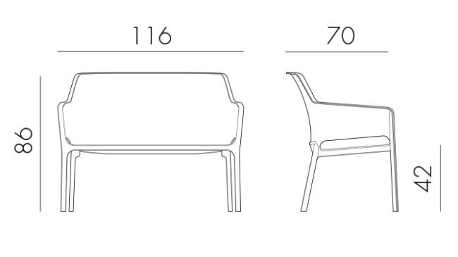 Диван пластиковый Net Bench агава 1160х700х860 мм