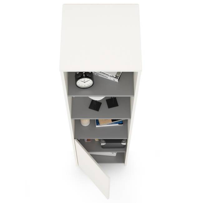 Шкаф комбинированный Торонто 13.13 цвет белый шагрень/стальной серый