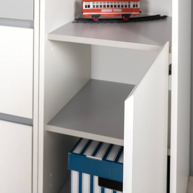 Шкаф комбинированный Торонто 13.13 цвет белый шагрень/стальной серый