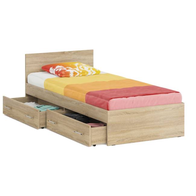 Кровать с ящиками Стандарт 0900 цвет дуб сонома