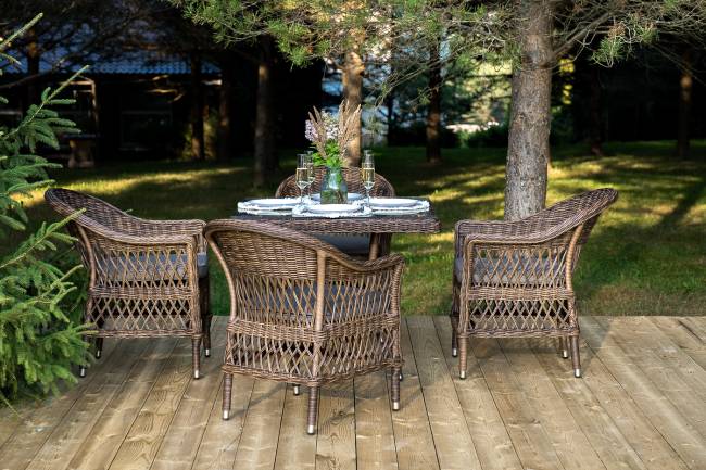 "Сицилия" обеденная группа плетеная, цвет коричневый "Сицилия" обеденная группа плетеная, цвет коричневый