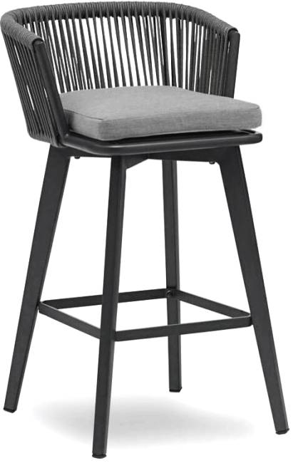Кресло барное плетеное с подушкой Diva антрацит, темно-серый, серый 570х575х985 мм Кресло барное плетеное с подушкой Diva антрацит, темно-серый, серый 570х575х985 мм