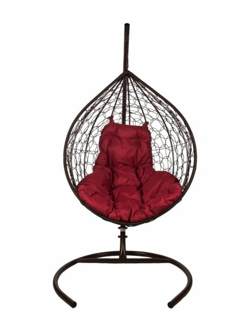 Подвесные качели - качели в виде капли "Tropica Brown" бордовая подушка