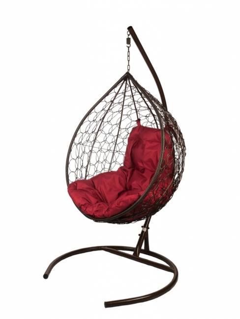 Подвесные качели - качели в виде капли "Tropica Brown" бордовая подушка