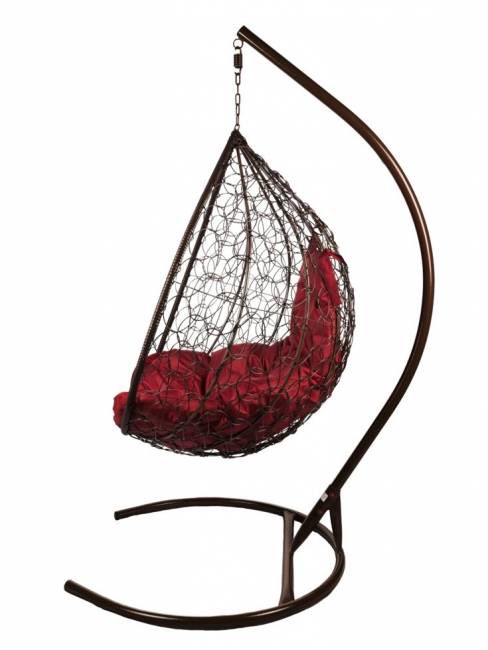 Подвесные качели - качели в виде капли "Tropica Brown" бордовая подушка