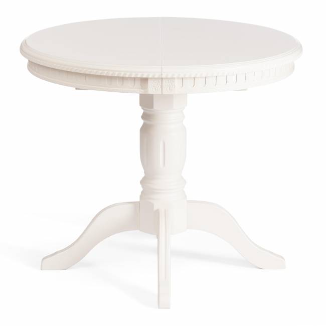 Стол STEFANO круглый бук, мдф, D90+30x77см, Ivory white Ivory white бук, мдф