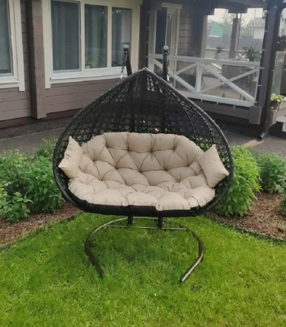 Подвесное двухместное кресло из искусственного ротанга "FRESCO GRANDE", коричневый Подвесное двухместное кресло из искусственного ротанга "FRESCO GRANDE", коричневый