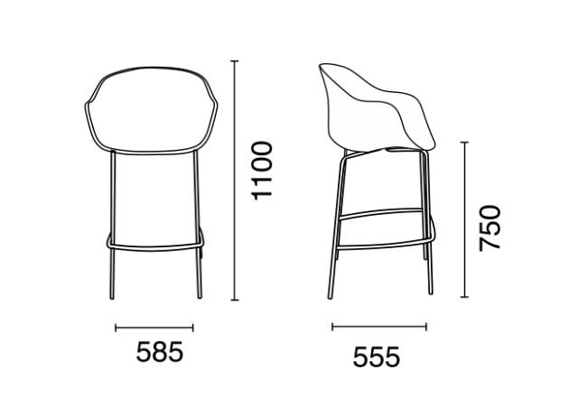 Кресло барное пластиковое Globe-K Bar тортора 610х580х1120 мм