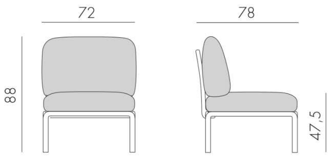 Модуль центральный пластиковый с подушками Komodo Elemento Centrale тортора, розовый 720х780х880 мм Модуль центральный пластиковый с подушками Komodo Elemento Centrale тортора, розовый 720х780х880 мм