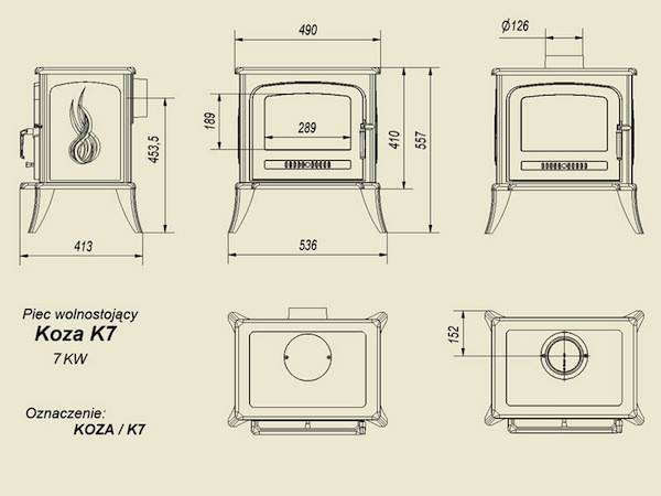 Чугунная печь Kratki Koza/K7 (термостат)