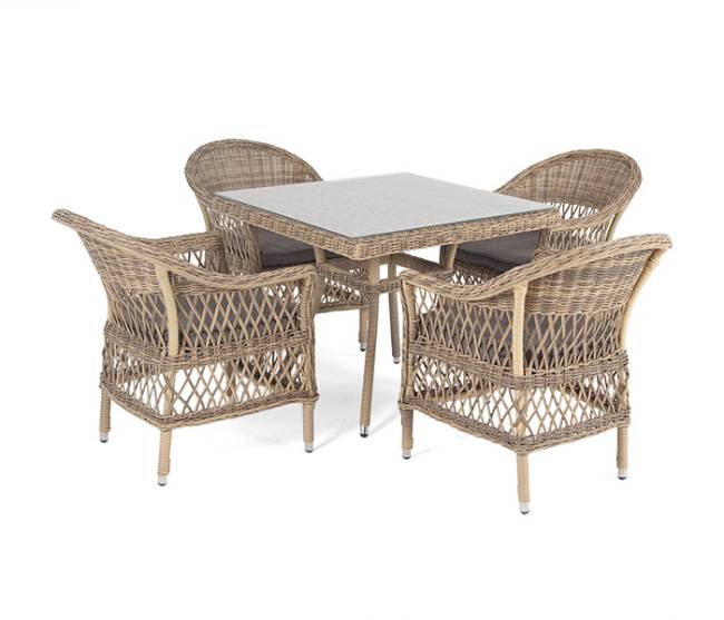 "Сицилия" обеденная группа плетеная, цвет соломенный "Сицилия" обеденная группа плетеная, цвет соломенный