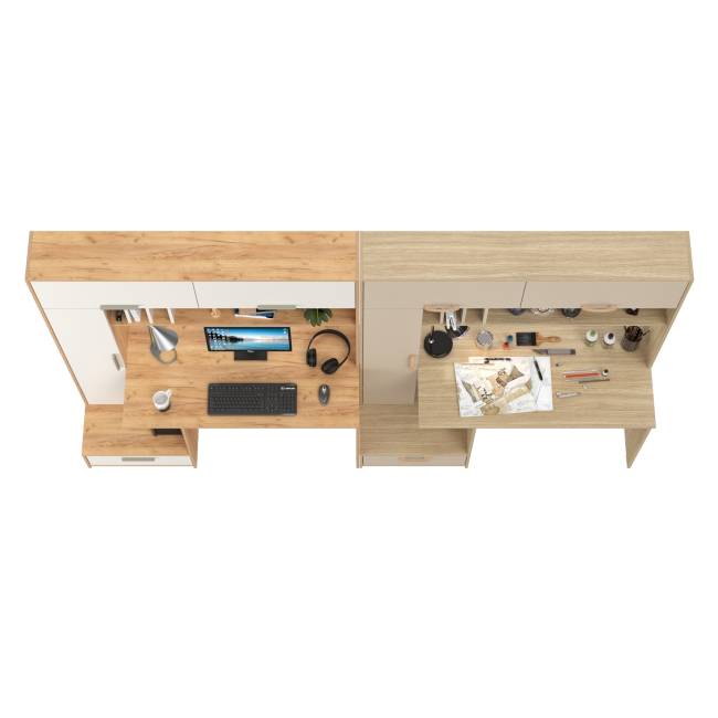 Письменные столы Лайт 03.243Н цвет дуб крафт золотой/белый премиум/плэйн/сатин