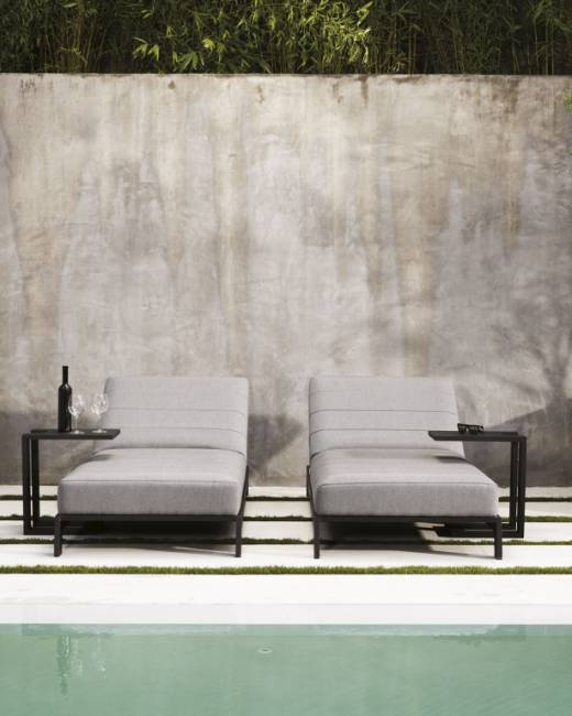 Шезлонг-лежак мягкий Bite антрацит, темно-серый 2030х900х600 мм