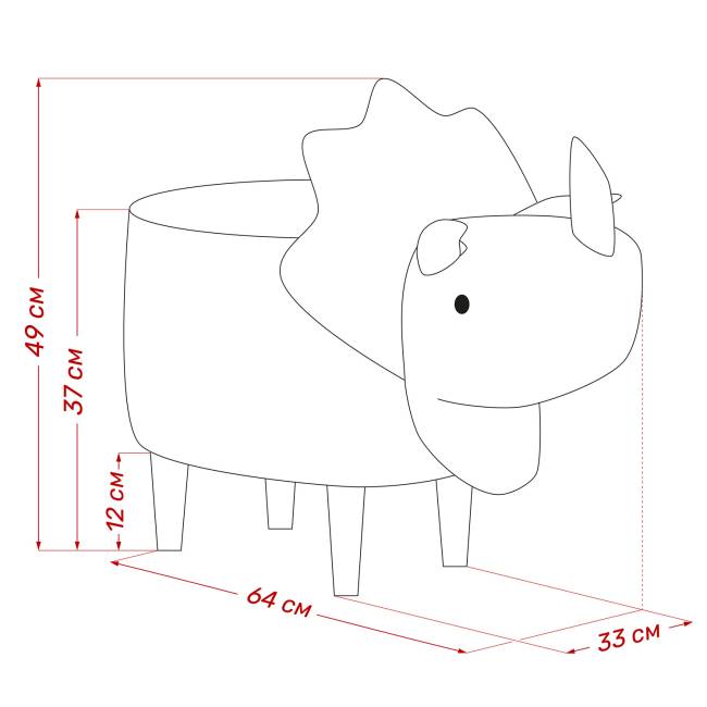 Пуф Leset Динозаврик V43 зелёный, компаньон V01 белый Бук