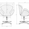 Кресло дизайнерское DOBRIN SWAN, черная ткань AF9, алюминиевое основание