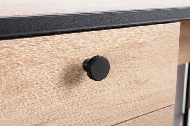 Два письменных стола Брюс цвет чёрный/Battle rock Santiago/столешница МДФ ель карпатская