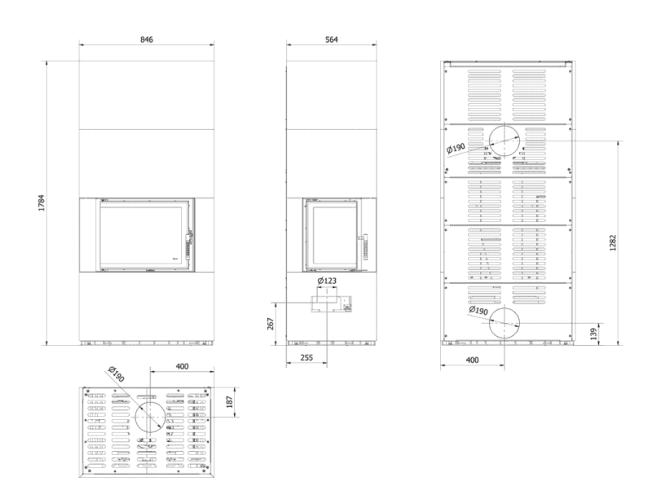 Каминокомплект Kratki PRO FLOKI FOKOS RENA угловое стекло слева