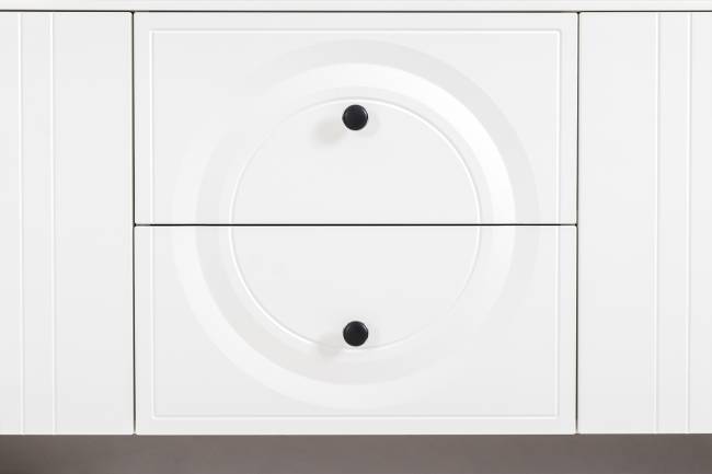 Две тумбы под аппаратуру и сервант Валенсия цвет белый шагрень